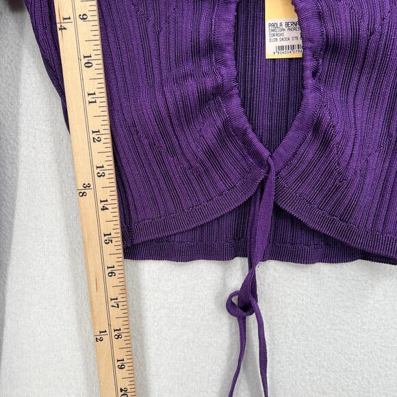 PAOLA BERNARDI Andressa Cropped Cardigan Small Purple Sparkle Knit Long Sleeve - Picture 12 of 12